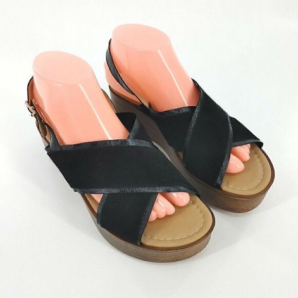 SOPHIA MILANO Black Suede Platform Sandals - Picture 3 of 9